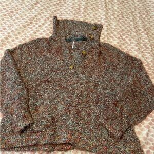 Free people marled Stella button collar sweater